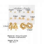 Arihant Gold Plated Contemporary Studs and Hoop Earrings Set of 8