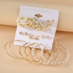 Arihant Gold Plated Contemporary Studs and Hoop Earrings Set of 9