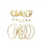Arihant Gold Plated Contemporary Studs and Hoop Earrings Set of 9