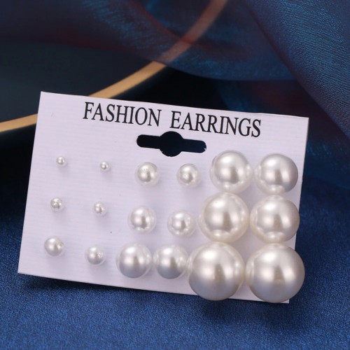 Arihant White Silver Plated Stud Earrings Set of 9