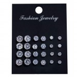 Arihant Silver Plated Set of 12 Stud Earrings Combo in 3 different Sizes For Women and Girls