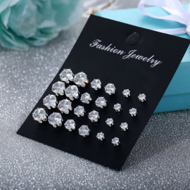 Arihant Silver Plated Set of 12 Stud Earrings Combo in 3 different Sizes For Women and Girls