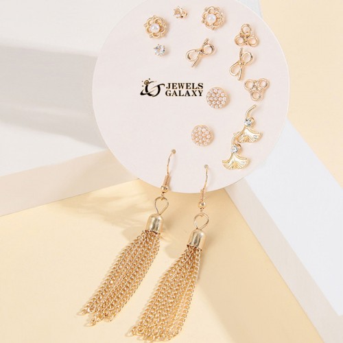 Arihant Gold Plated Gold-Toned Contemporary Earrings Combo For Women/Girls (Pack of 7)