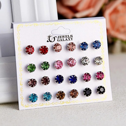 Arihant Jewellery For Women Silver Plated Multicolor Studs Combo of 24 Pair