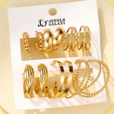 Arihant Gold Plated Contemporary Hoop Earrings Set...