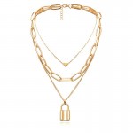 Arihant Stylish Lock Design Gold Plated Multi Layered Necklace Jewellery For Women
