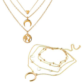 Arihant Gold Plated Layered Necklace Combo