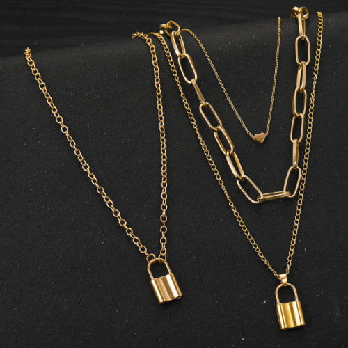 Arihant Jewellery for Women Gold Plated Lock Layered Necklaces Combos