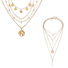 Arihant Jewellery For Women Gold-Plated Layered Necklace-Set Of 2