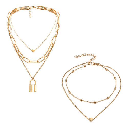 Arihant Jewellery For Women Gold-Plated Layered Necklace-Set Of 2