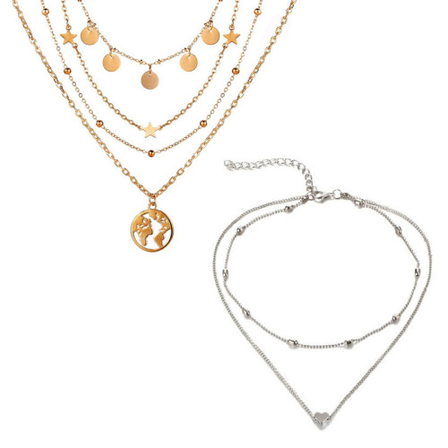 Arihant Jewellery For Women Gold and Silver-Plated Layered Necklace-Set Of 2