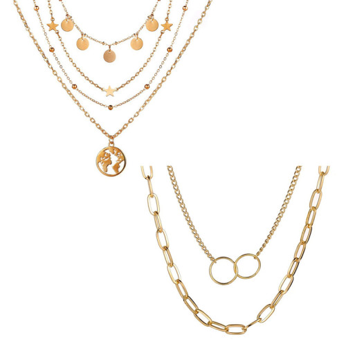 Arihant Jewellery For Women Gold-Plated Layered Necklace-Set Of 2