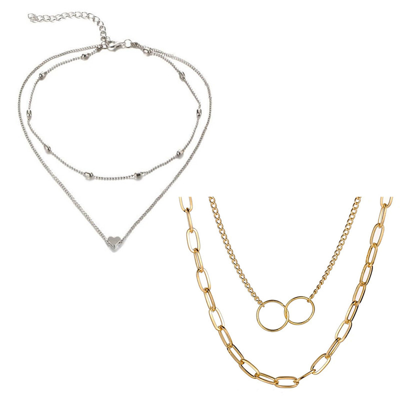 Arihant Jewellery For Women Gold and Silver-Plated Layered Necklace-Set Of 2
