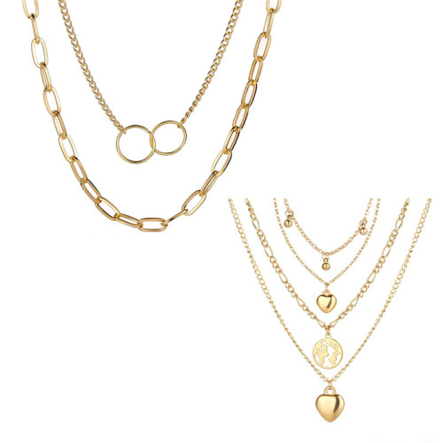 Arihant Jewellery For Women Gold-Plated Layered Necklace-Set Of 2