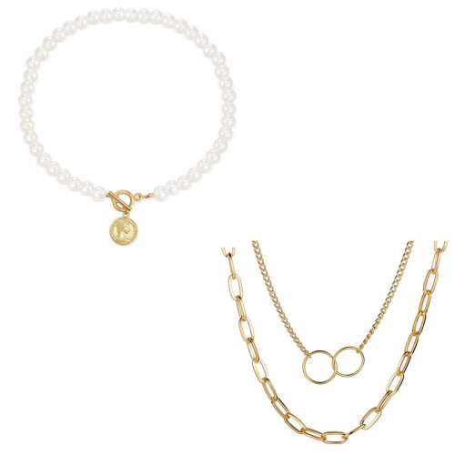 Arihant Jewellery For Women Gold-Plated Layered Necklace-Set Of 2