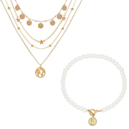 Arihant Jewellery For Women Gold-Plated Layered Necklace-Set Of 2