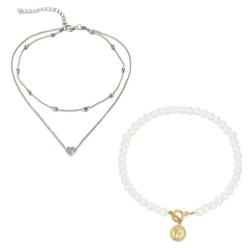 Arihant Jewellery For Women Gold and Silver-Plated Layered Necklace-Set Of 2