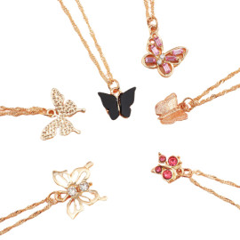 Arihant Jewellery For Women Gold Plated Gold-Toned Combo Of 6 Beautiful Butterfly Necklaces