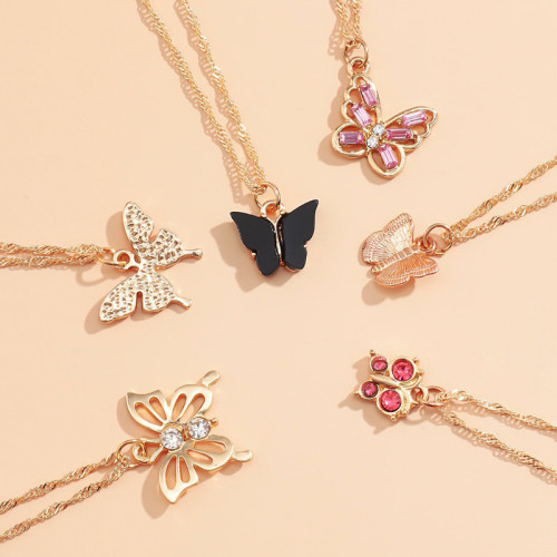 Arihant Jewellery For Women Gold Plated Gold-Toned Combo Of 6 Beautiful Butterfly Necklaces