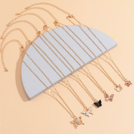 Arihant Jewellery For Women Gold Plated Gold-Toned Combo Of 6 Beautiful Butterfly Necklaces