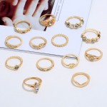 Arihant Gold Plated Stone Studded Contemporary Stackable Rings Set of 13