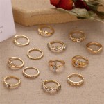 Arihant Gold Plated Stone Studded Contemporary Stackable Rings Set of 13