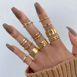 Arihant Women Set Of 12 Gold-Plated Adjustable Finger Ring