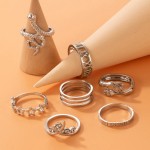Arihant Silver Plated Snake inspired Stackable Rings Set of 7