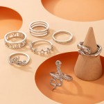 Arihant Silver Plated Snake inspired Stackable Rings Set of 7