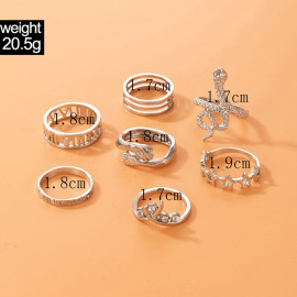 Arihant Silver Plated Snake inspired Stackable Rings Set of 7