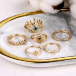 Arihant Evil Eye Gold Plated Stackable Rings Set of 6