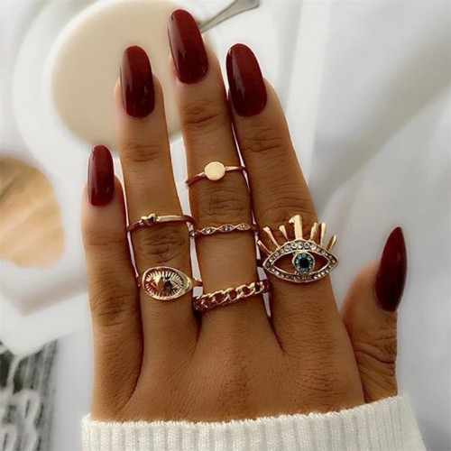 Arihant Evil Eye Gold Plated Stackable Rings Set o...