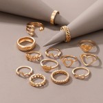 Arihant Rose Gold Plated Heart inspired Stackable Rings Set of 14