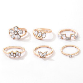 Arihant Gold Plated Stone Studded Contemporary Stackable Rings Set of 6