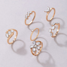 Arihant Gold Plated Stone Studded Contemporary Stackable Rings Set of 6