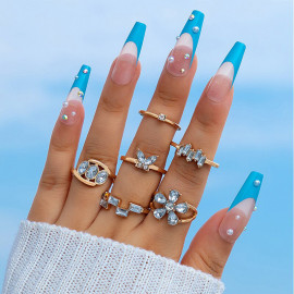 Arihant Gold Plated Stone Studded Contemporary Stackable Rings Set of 6