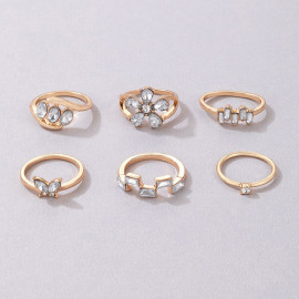 Arihant Gold Plated Stone Studded Contemporary Stackable Rings Set of 6