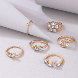 Arihant Gold Plated Stone Studded Contemporary Stackable Rings Set of 6