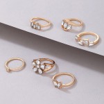 Arihant Gold Plated Stone Studded Contemporary Stackable Rings Set of 6