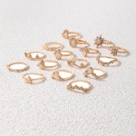 Arihant Women Set of 16 Contemporary Gold-Plated Finger Rings