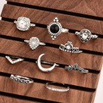 Arihant Stone Studded Silver Plated Stackable Rings Set of 11