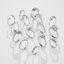 Arihant Stone Studded Silver Plated Stackable Rings Set of 15