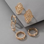 Arihant Women Cocktail Set of 6 Gold Plated Contemporary Finger Ring