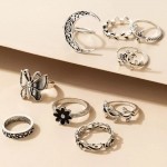 Arihant Women Silver Plated Contemporary Stackable Rings Set of 9
