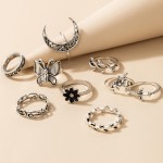 Arihant Women Silver Plated Contemporary Stackable Rings Set of 9