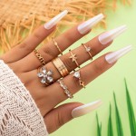 Arihant Women Set of 8 Gold Plated Adjustable "MOM" Floral Finger Ring