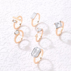 Arihant Gold Plated Stone Studded Contemporary Stackable Rings Set of 6