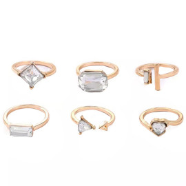 Arihant Gold Plated Stone Studded Contemporary Stackable Rings Set of 6