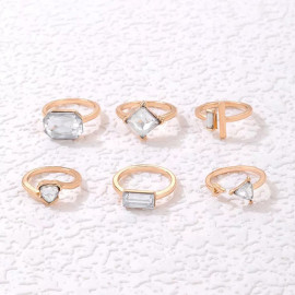 Arihant Gold Plated Stone Studded Contemporary Stackable Rings Set of 6