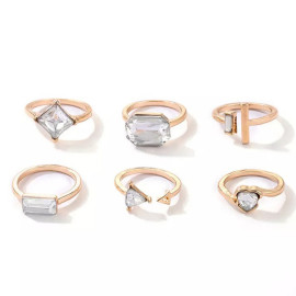 Arihant Gold Plated Stone Studded Contemporary Stackable Rings Set of 6